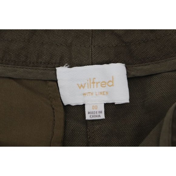 wilfred women’s 00 Allant pants linen olive green belted pockets cuffed cropped - Picture 10 of 12